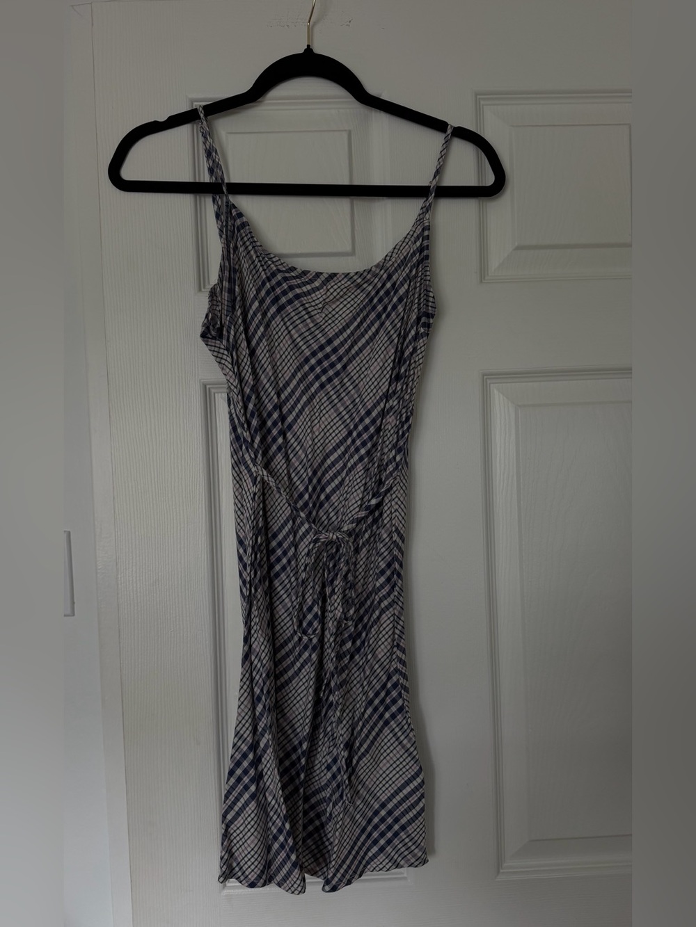 Cotton On Blue and White Plaid Midi Slip Dress